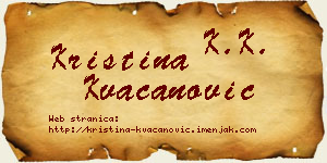 Kristina Kvačanović vizit kartica